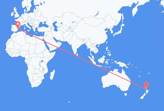 Flyrejser fra Auckland til Valencia