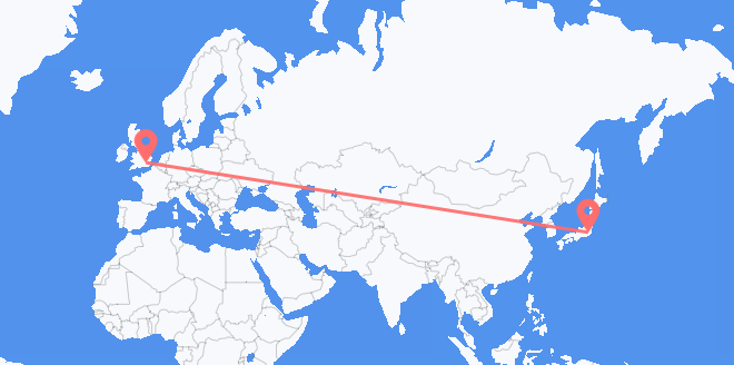 Flyreiser fra Japan til Storbritannia