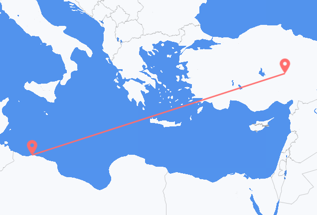 Vluchten van Tripoli naar Kayseri