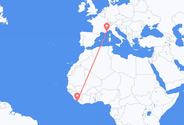 Flyrejser fra Monrovia til Nice