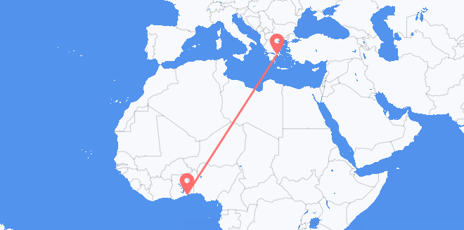 Flyrejser fra Togo til Grækenland