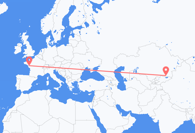 Flyreiser fra Almaty, til Nantes