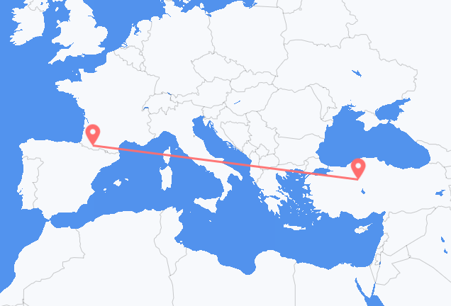 Vluchten van Ankara naar Lourdes