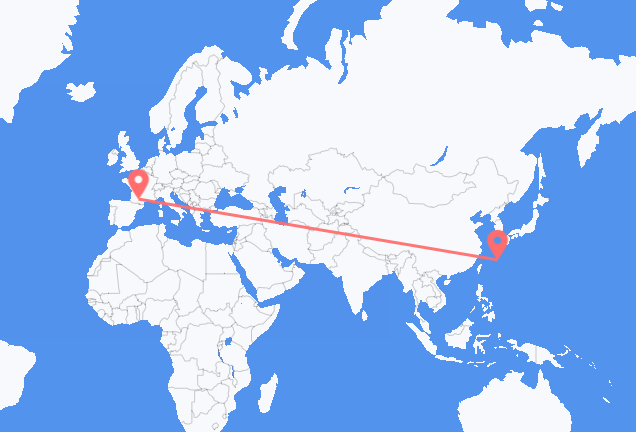 Flyreiser fra Okinawa, til Toulouse