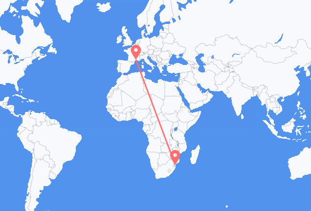 Flug frá Maputo, Mósambík til Nimes, Frakklandi