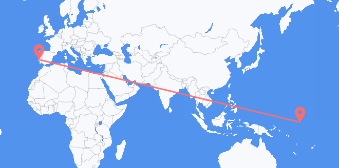 Vluchten van Kiribati naar Portugal