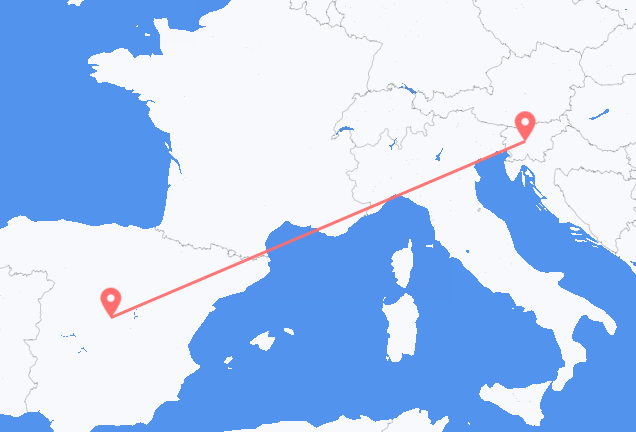 Flyg från Ljubljana till Madrid