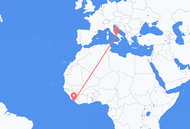 Flyrejser fra Monrovia til Napoli