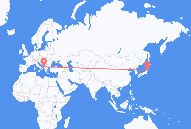 Flyg från Sendai till Tirana