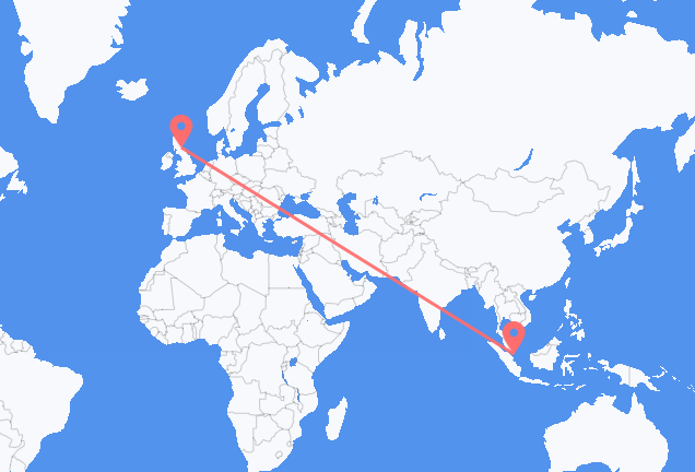 Vluchten van Singapore naar Edinburgh