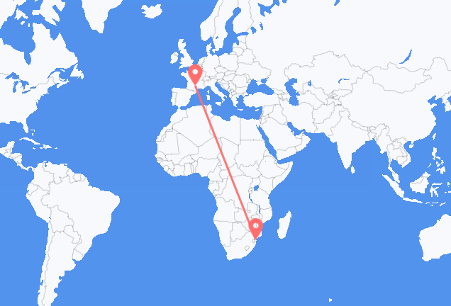 Flug frá Maputo, Mósambík til Rodez, Frakklandi