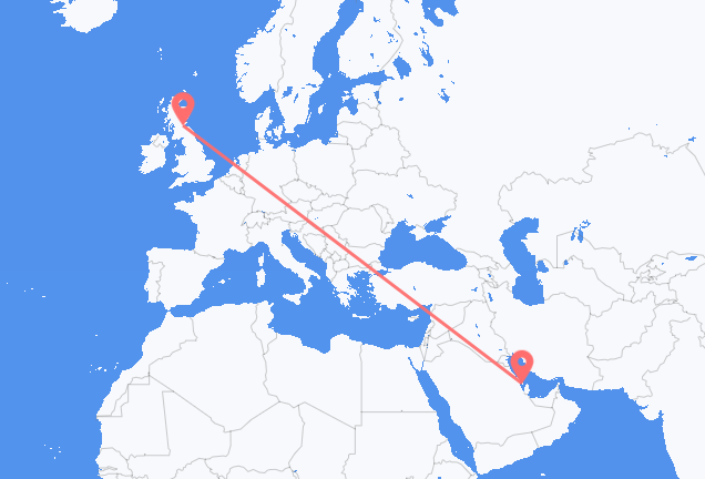 Vluchten van Bahrain Island naar Edinburgh