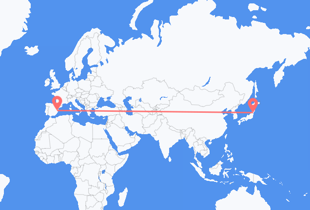 Flyrejser fra Sendai til Valencia