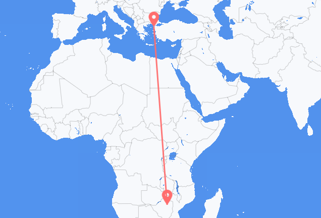 Vols d’Harare, le Zimbabwe vers Çanakkale, Turquie