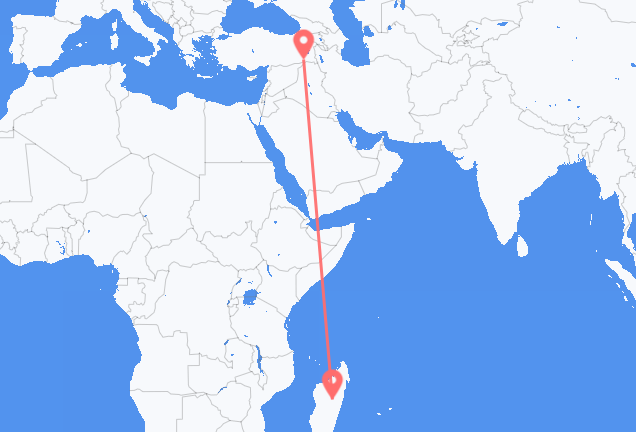 Flyreiser fra Antananarivo, til Sirnak