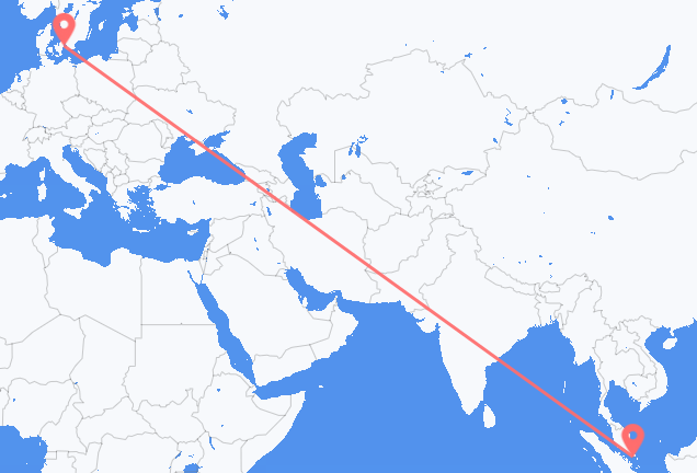 Vluchten van Singapore naar Kopenhagen