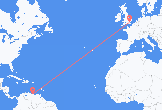 Vluchten van Caracas naar Londen