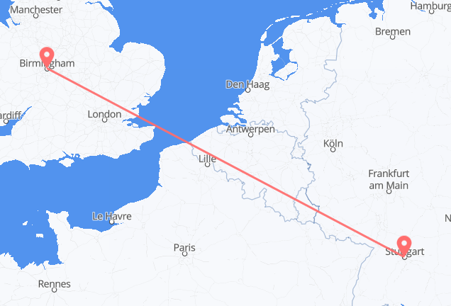 Vuelos de Stuttgart a Birmingham