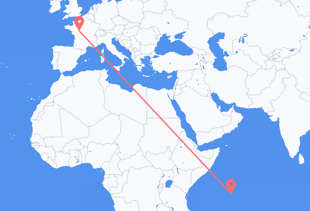 เที่ยวบิน จาก Mahé, เซเชลส์ ไปยัง ตูร์, ฝรั่งเศส