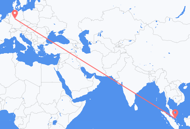 Vluchten van Singapore, Singapore naar Kassel, Duitsland