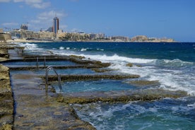 Photo of beautiful aerial view of the Spinola Bay, St. Julians and Sliema town on Malta.