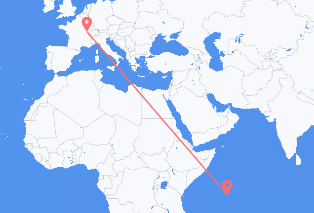 เที่ยวบิน จาก Mahé, เซเชลส์ ไปยัง Dole, ฝรั่งเศส