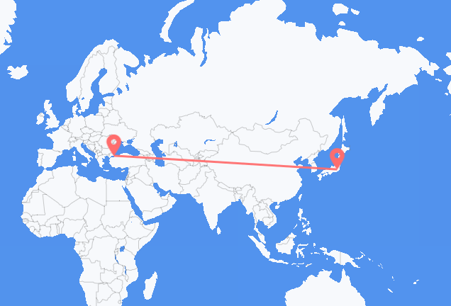 Flyreiser fra Tokyo, til Istanbul