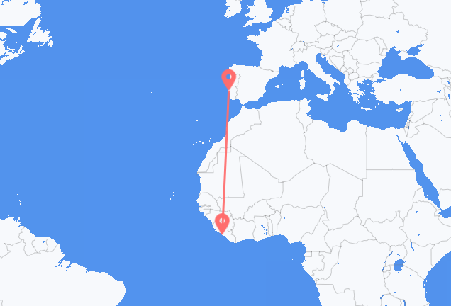 Flyrejser fra Monrovia til Lissabon