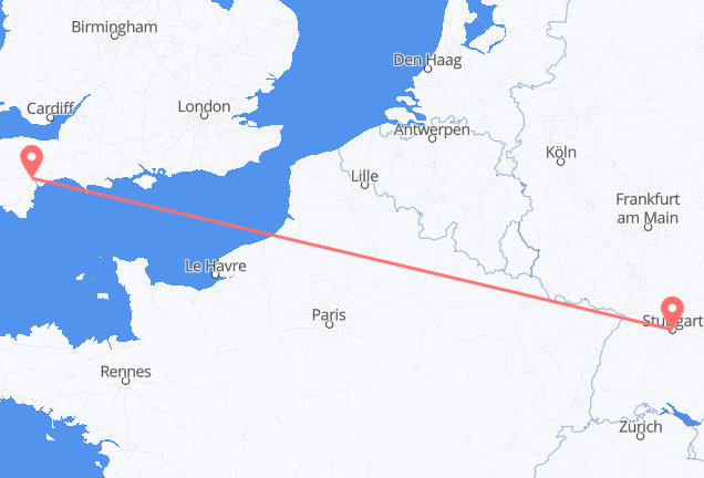 Vuelos de Stuttgart, Alemania a Exeter, Inglaterra