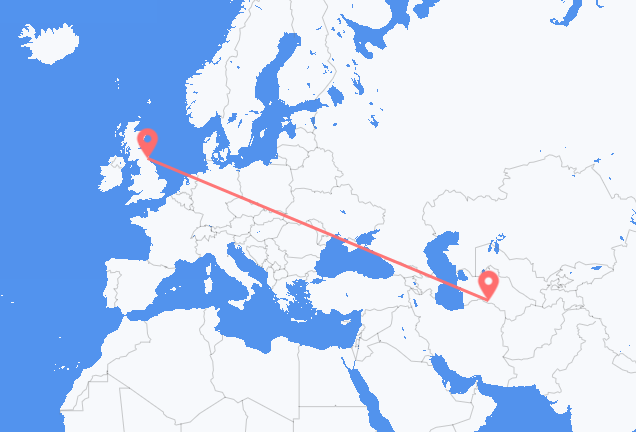 Flyrejser fra Asjkhabad til Newcastle upon Tyne