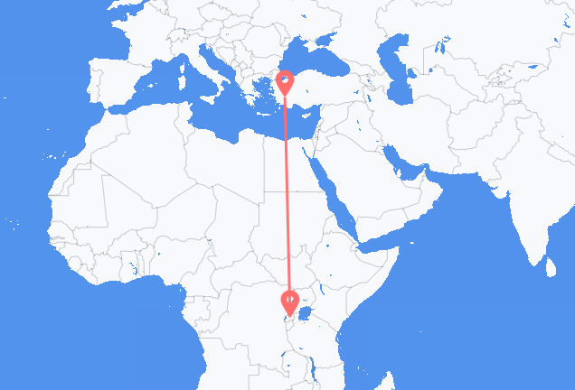 Flyg från Kigali till Denizli