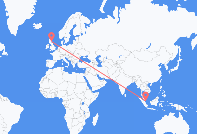 Vluchten van Singapore naar Dundee