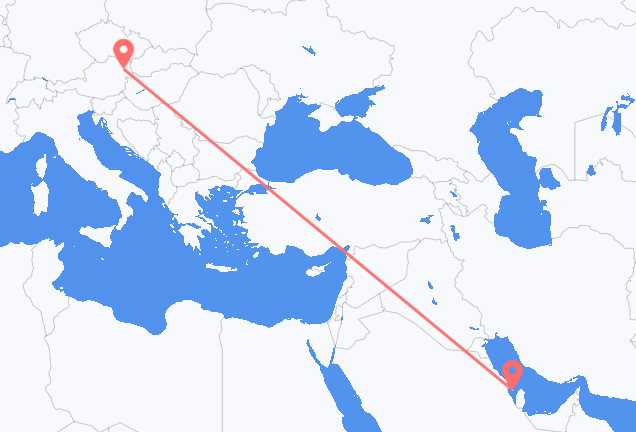 Vluchten van Bahrain Island naar Wenen