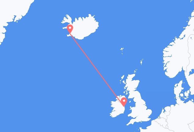 Flyreiser fra Dublin, til Reykjavík