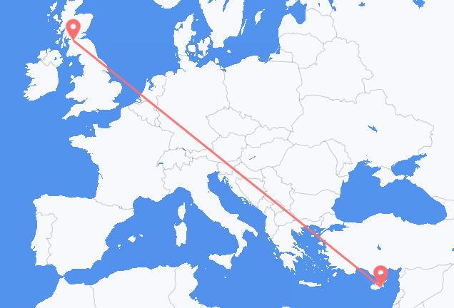 Vluchten van Glasgow naar Larnaca