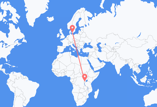 Flyg från Kigali till Köpenhamn