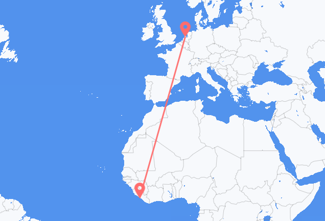 Flyrejser fra Monrovia til Amsterdam