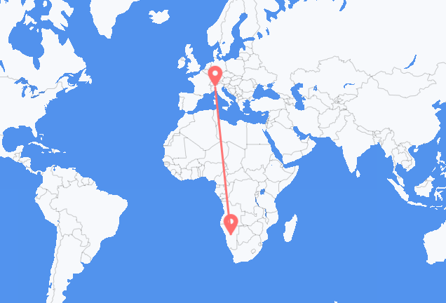 Flyrejser fra Windhoek til Milano