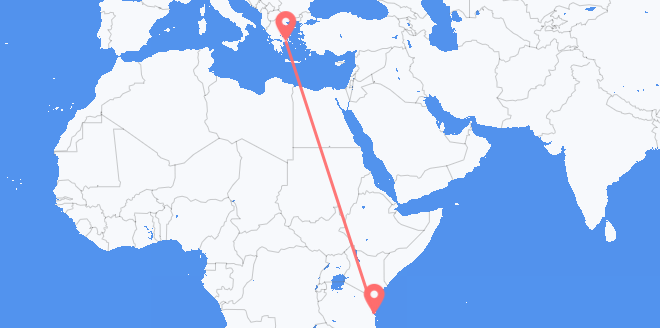 Vluchten van Tanzania naar Griekenland