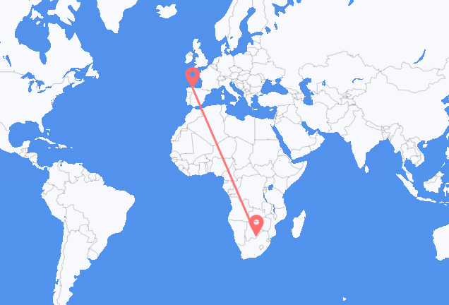 Vluchten van Gaborone naar Santiago del Monte