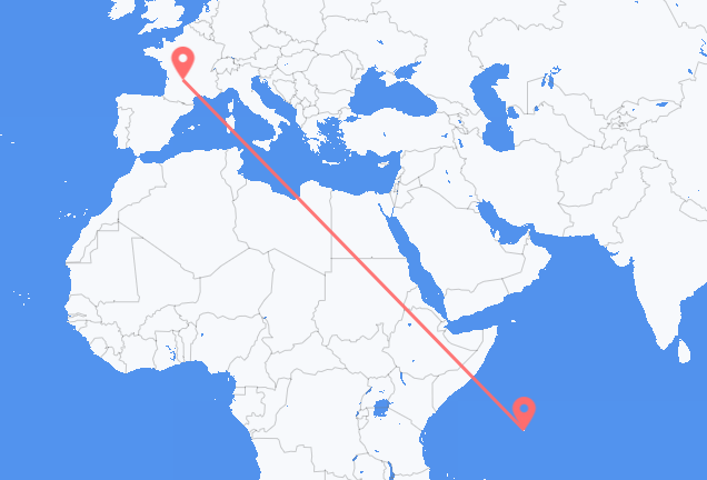 เที่ยวบิน จาก Mahé, เซเชลส์ ถึงบรีฟ-ลา-เกลยาร์ด, ฝรั่งเศส