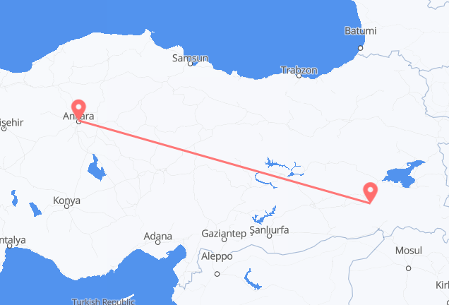 Flyrejser fra Ankara til Siirt