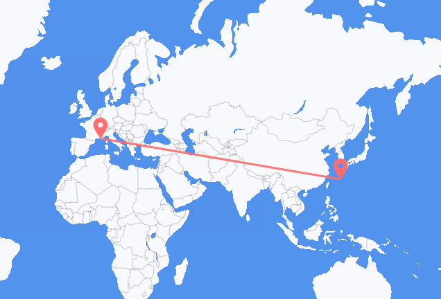 Flyrejser fra Okinawa til Toulon