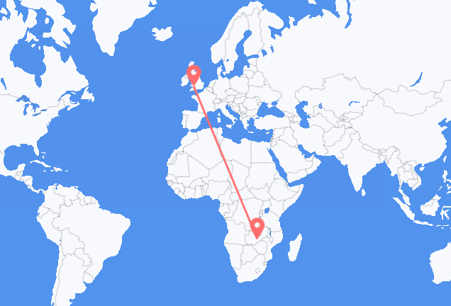 Flyrejser fra Lusaka til Cardiff