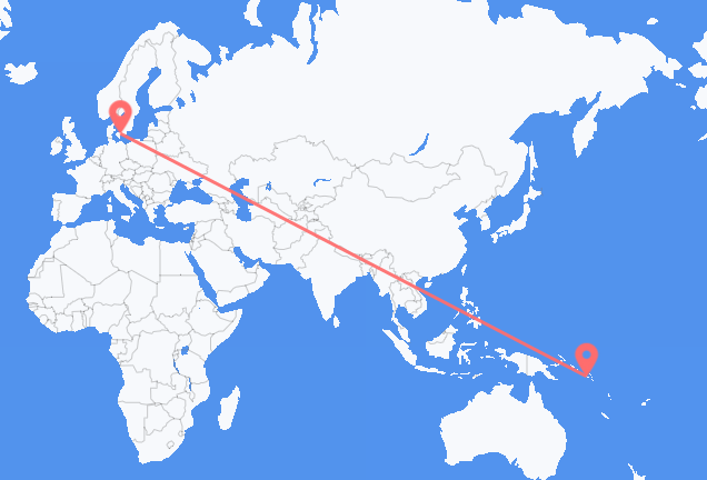 Flyrejser fra Honiara til København