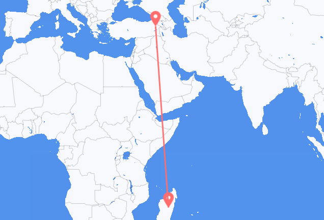 Flyreiser fra Antananarivo, til Ağrı merkez