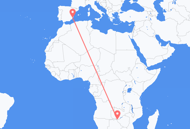 Flyreiser fra Victoria Falls, til Alicante