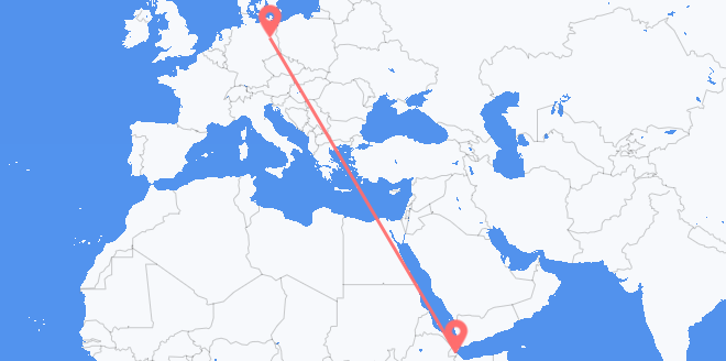 Flyg från Djibouti till Tyskland