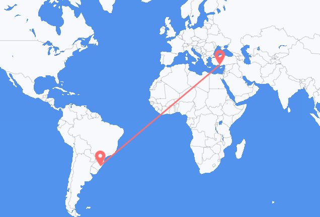 Vluchten van Porto Alegre naar Gazipaşa