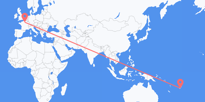 Flyreiser fra Fiji til Frankrike